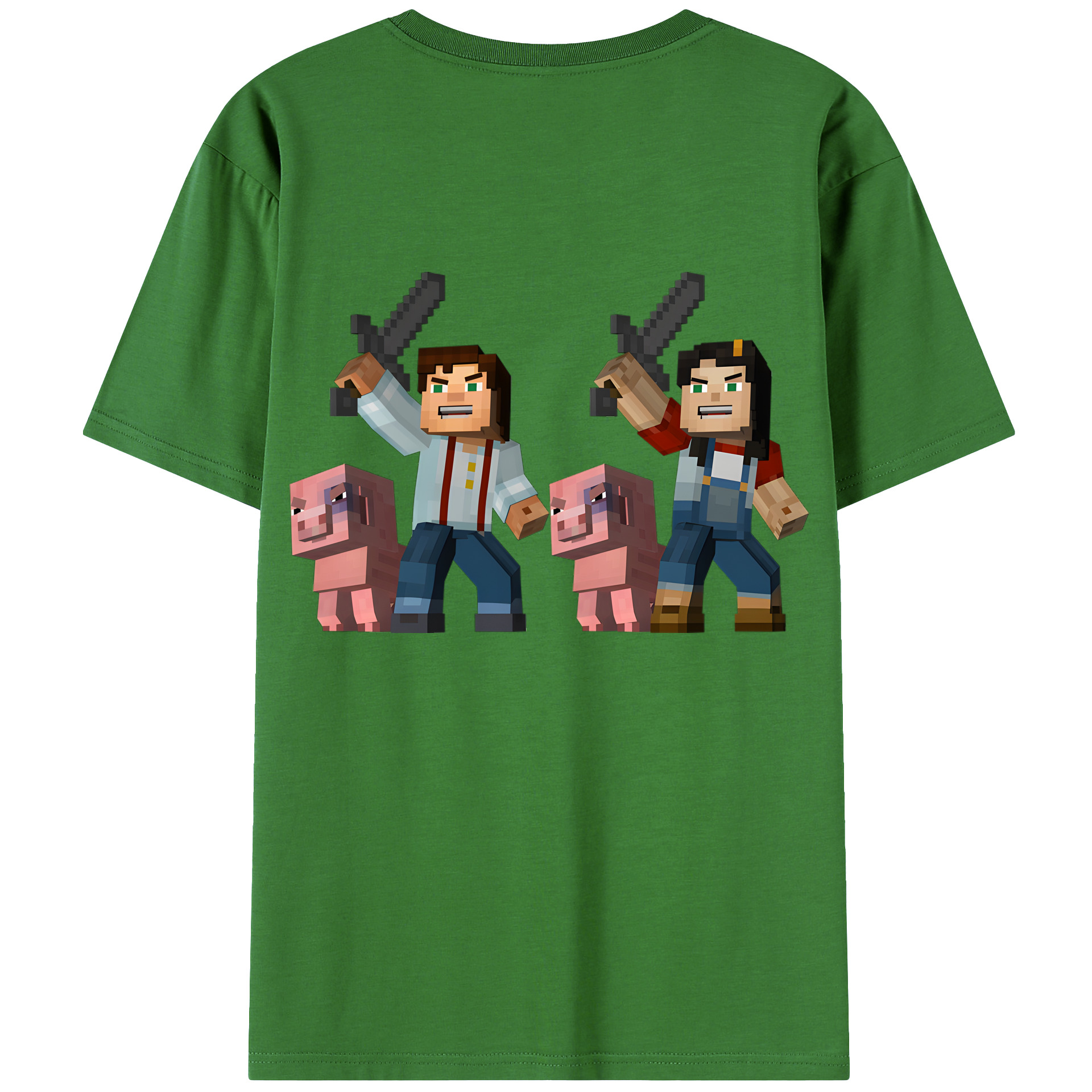 （画像用） マインクラフト ブロックの世界 Minecraft MC Block world レディース半袖Tシャツ(バックプリント)